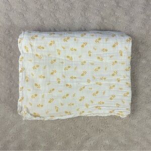 Chickpea Yellow White Floral Baby Swaddle Blanket Muslin Cotton Thin Flowers